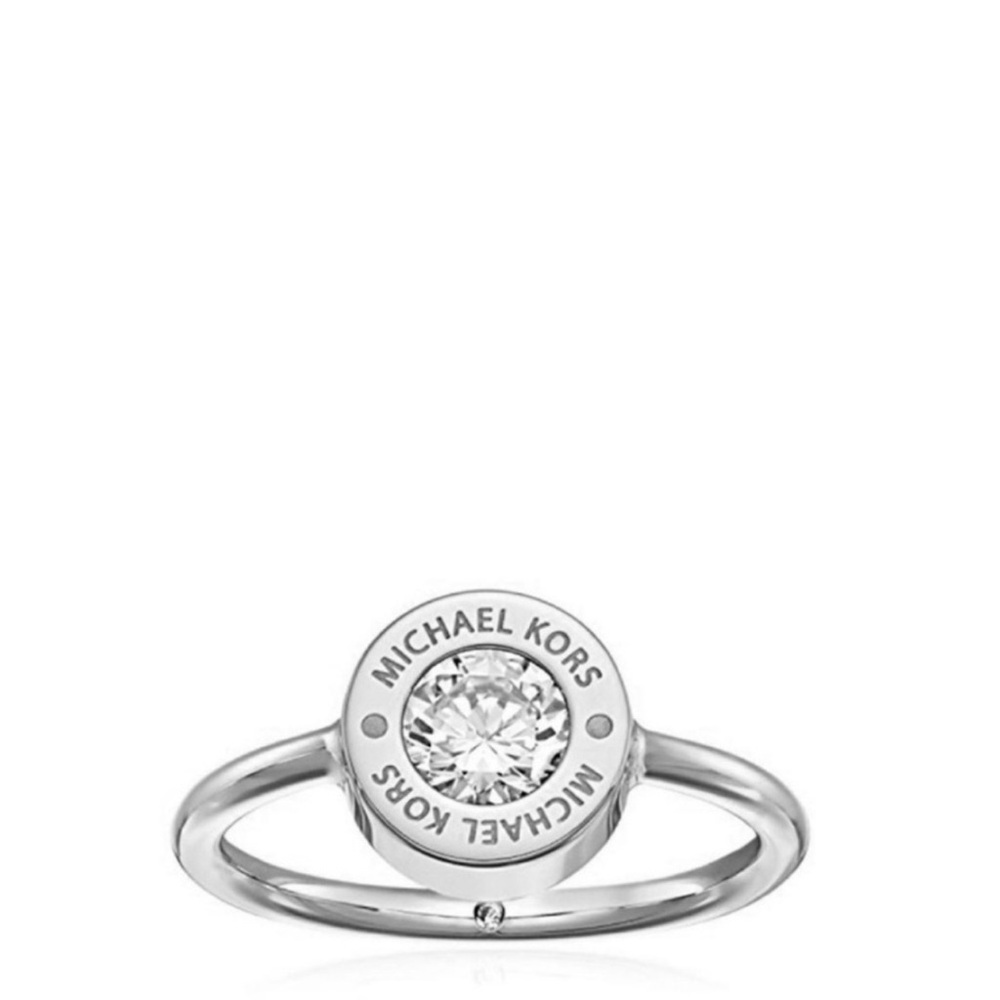 $89 Michael Kors Silver-Tone Logo Ring size 6